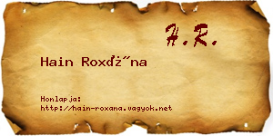 Hain Roxána névjegykártya